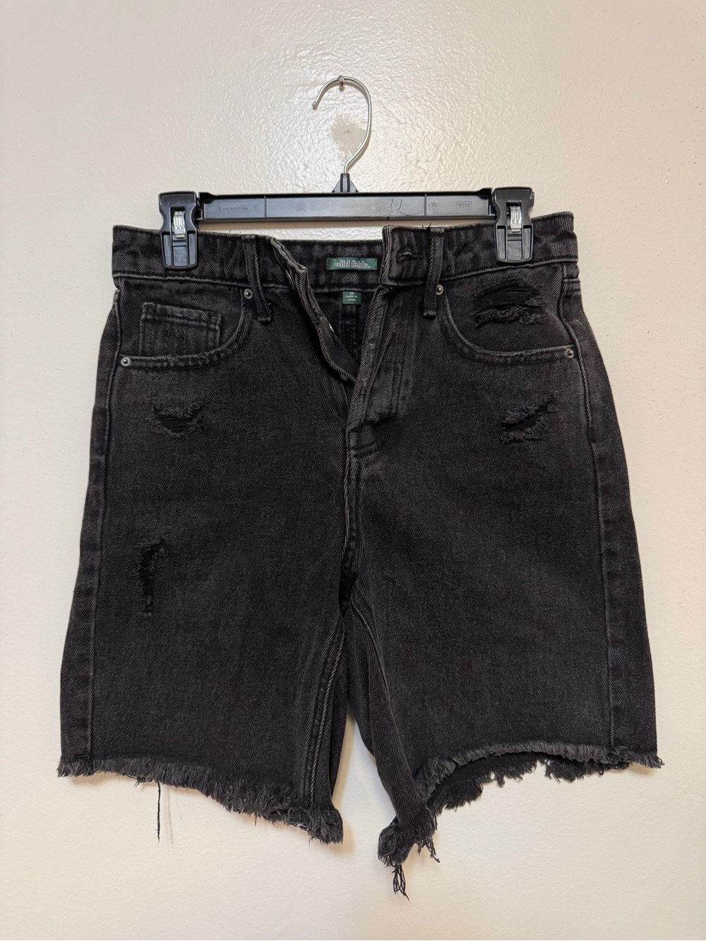 Wild Fable Black Distressed Raw-Hem Denim Shorts
